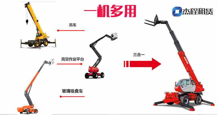 杰程租赁伸缩臂叉装车出租一机多用